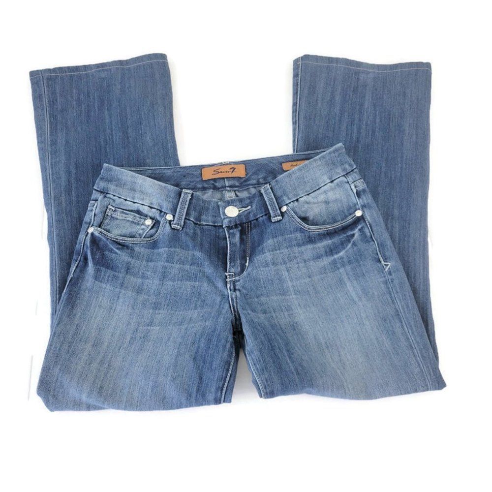 🎰 Seven 7 Womens Jeans 28 Boot Cut Medium Blue Denim Wash 5 Pocket BOO51E